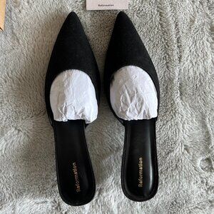 Reformation Wilda Kitten Mule Black Suede Size 9.5 - NWT